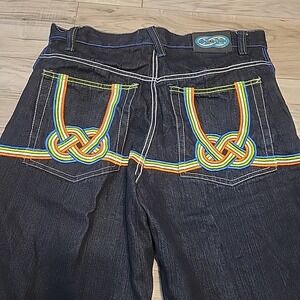Evolution In Design Jean Shorts Mens 36 Blue Denim Skater Streetwear Embroidered
